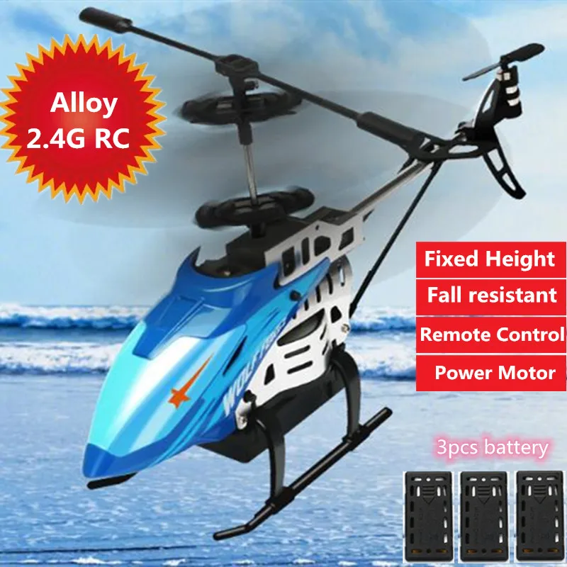 

Mini 2.4G 4CH Alloy Remote Control Helicopter Altitude Hold Hovering Fixed Height Fall resistant RC Quadcopter Aircraft 3battery