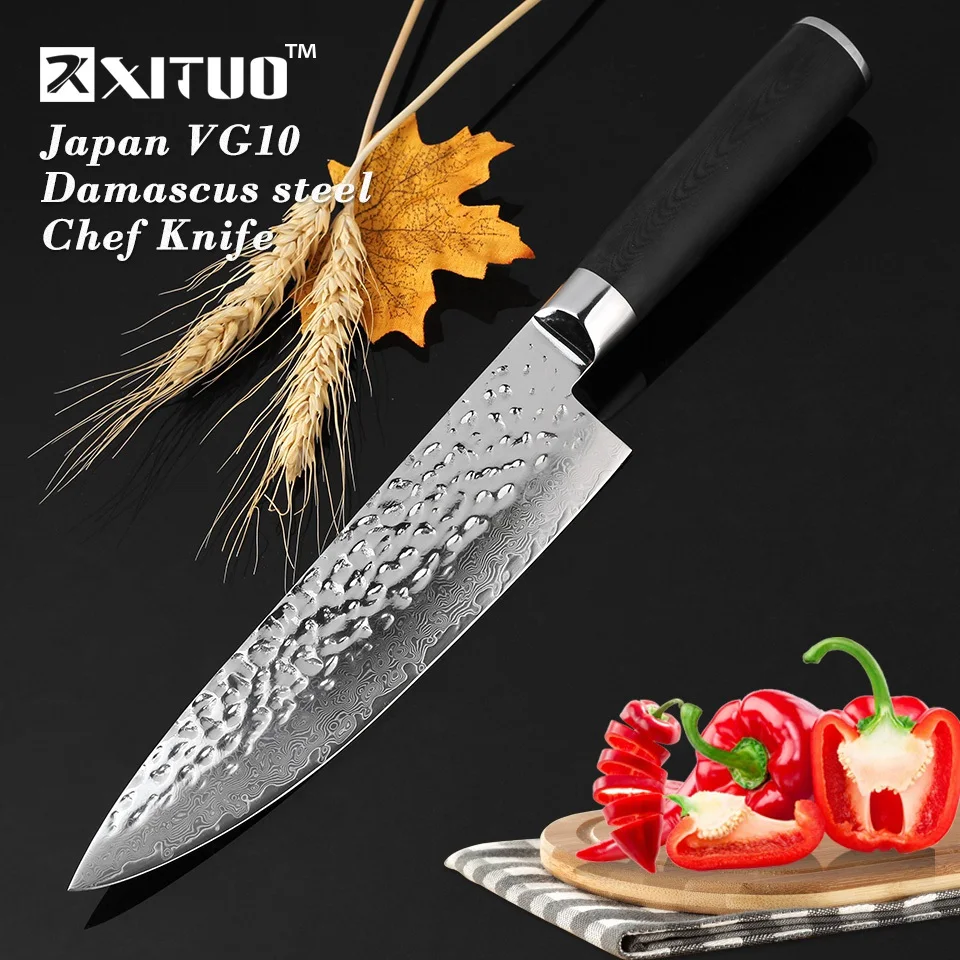 Кухонный нож XITUO vg10 острый японский шеф повар из дамасской стали сантоку