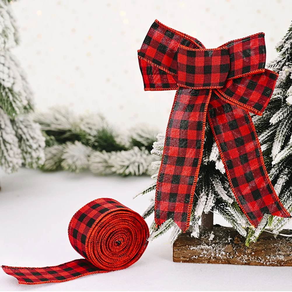 

2M Christmas Lattice Ribbon Christmas Tree Gift Packing Wrapping Strip DIY Craft Gift Bow Packing Cloth Festival Party New Year