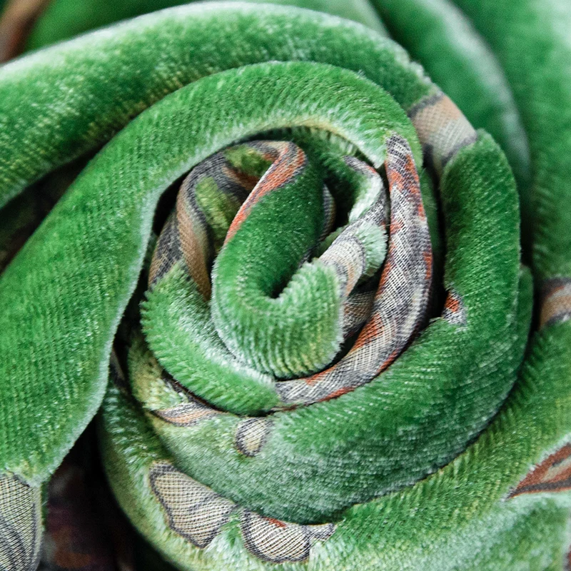 

Spring Summer Autumn Women Silk Velvet Shirt Chinese Style Elegant O-neck Three Quarter Sleeve Loose Lady Floral Print Blouse