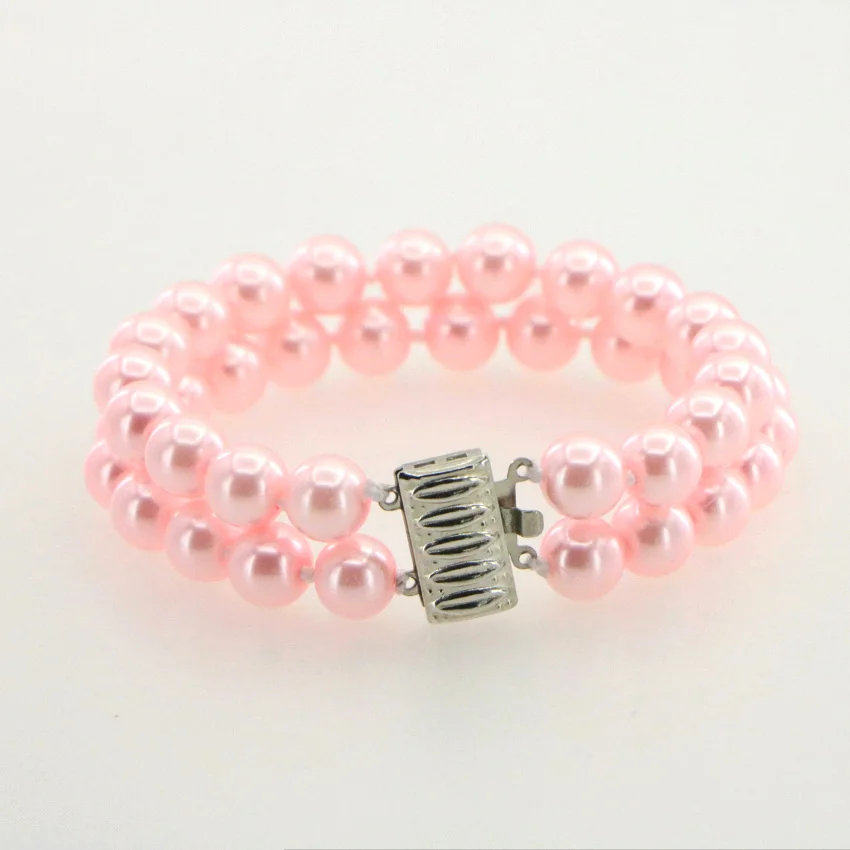 WUBIANLU 2 ряда 8 мм розовый жемчужное ожерелье из ракушек в Южно морском стиле для