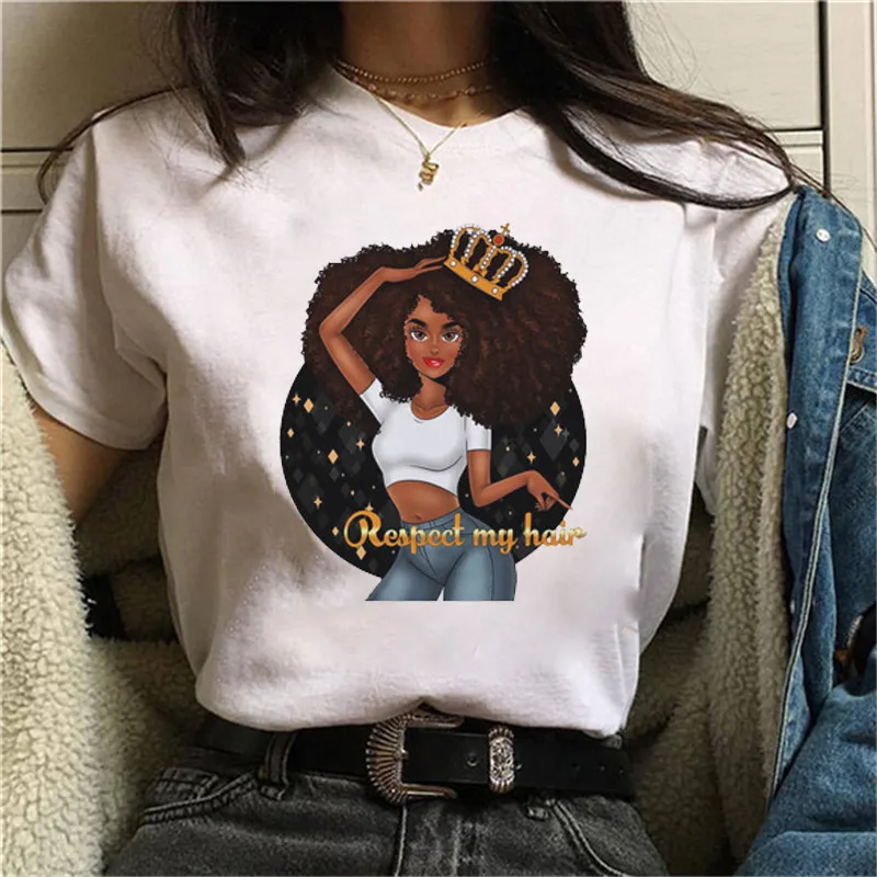 

Women T-shirts Funny Black Girl Print Woman Tops Tee Harajuku T-shirts Short Sleeve Female Tee