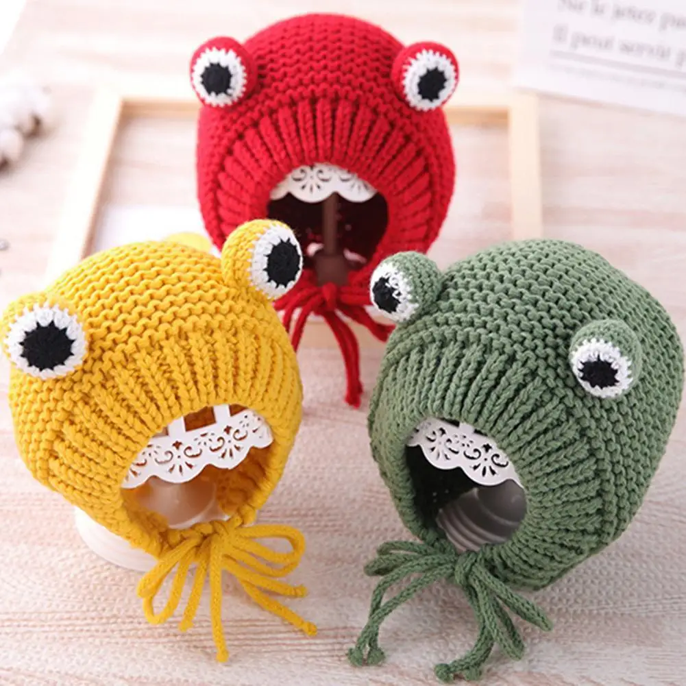 

4 Color Baby Hat Cartoon Animal Frog Shape Photography Props Breathable Infant Frog Knitted Keep Warm Beanie for Outdoor
