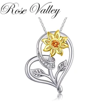 rose valley sunflower pendant necklace for women heart pendants fashion jewelry girls gifts yn025