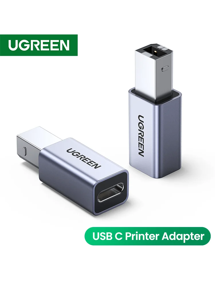 Адаптер Ugreen USB 2,0 для принтера, USB C-USB адаптер для принтера для жесткого диска, базовый факсимильный аппарат, сканер USB 2,0, адаптер для принтера данных - изображение
