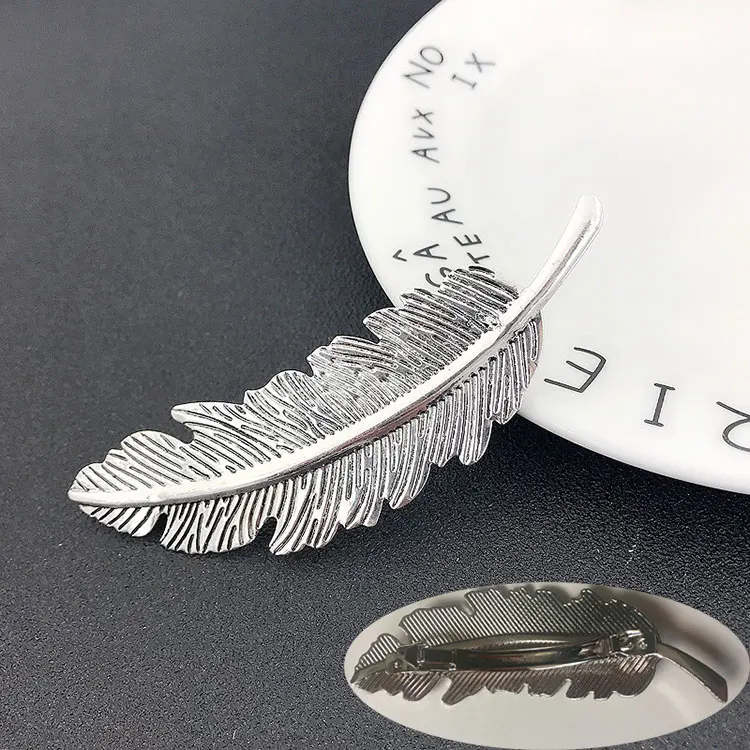 AncientSilver Spring Модная заколка для волос в форме листа из сплава, заколка для волос с перьями, инструмент для укладки волос, украшение, вечерние аксессуары для волос - Цвет: AncientSilver Spring