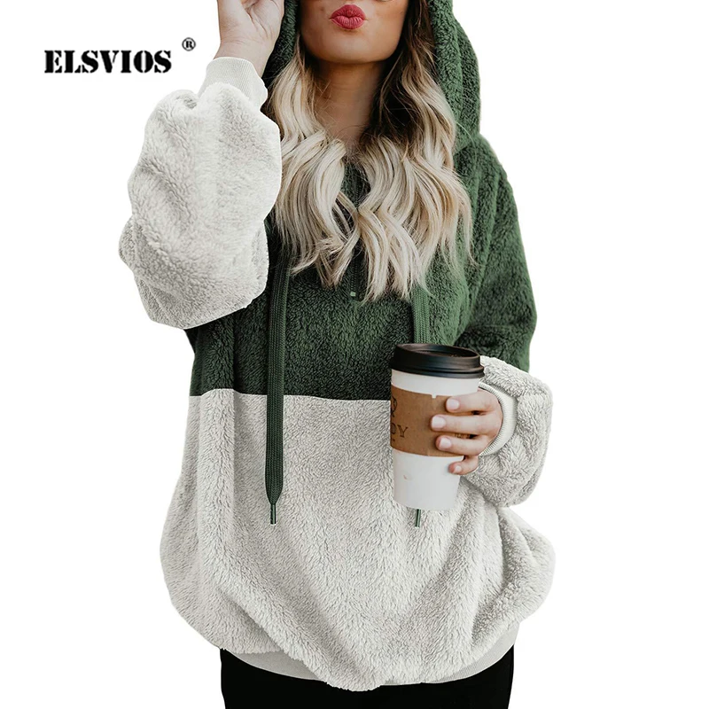 

Autumn Casual Solid Fleece Hoodie Sweater Lady Fashion Long Sleeve Loose Pullover Top Women Winter Warm Street Hooded Sweatshirt
