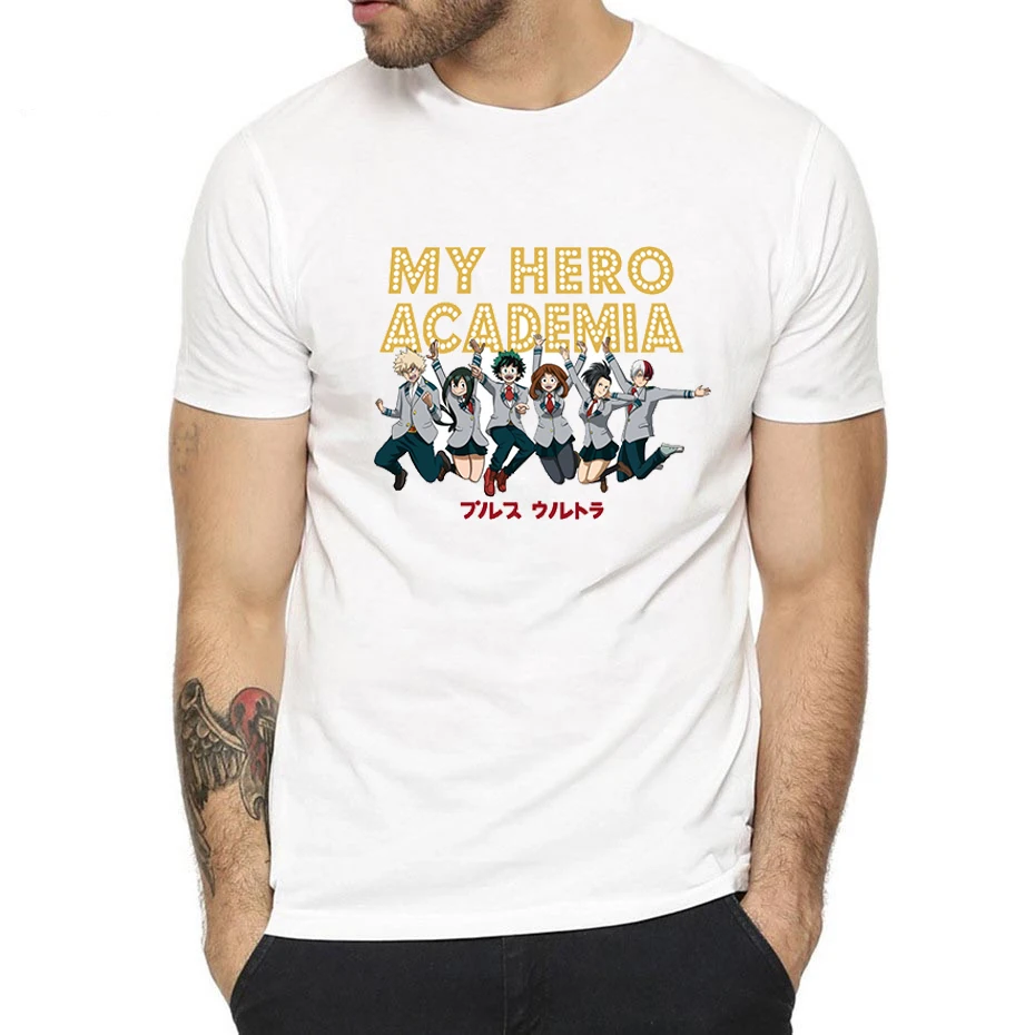 My Hero Academy/милые мужские футболки из чистого хлопка с круглым вырезом большие