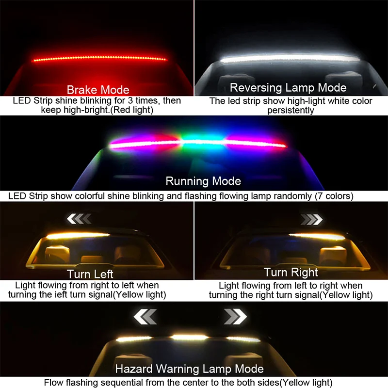 Универсальный светодиодный стоп-сигнал для салона автомобиля 90 см 100