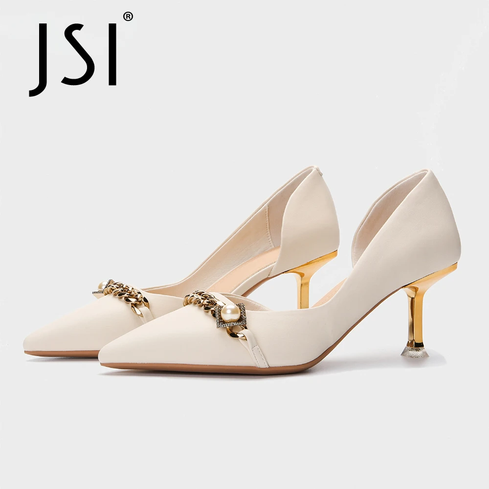 

JSI/женские туфли-лодочки; Модные модельные удобные туфли с острым носком и металлической цепочкой; Универсальные повседневные офисные женс...