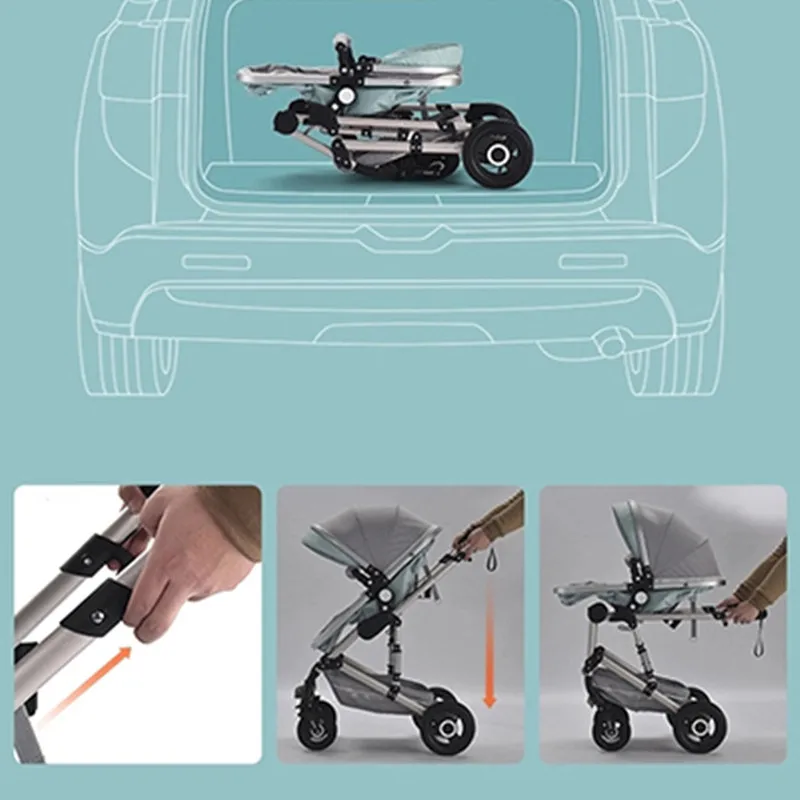 Детская коляска с автомобильным сиденьем 3 в 1 люлька высоким Landscope складная для