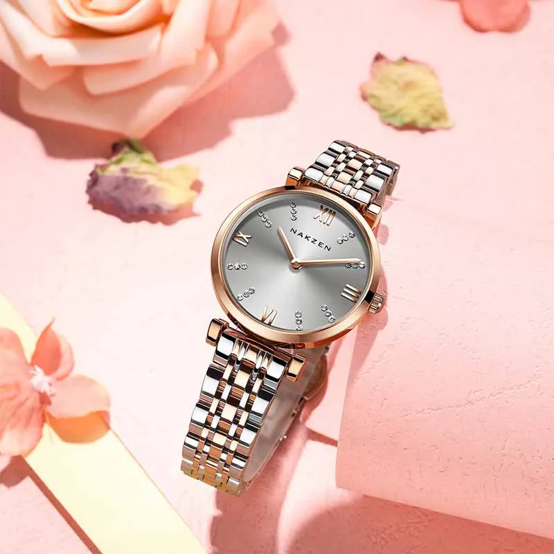 NAKZEN Top Luxury Quartz Watch Women Fashion Business Wristwatch Stainless Steel Ladies Watch Clock Life Waterproof Montre Femme enlarge