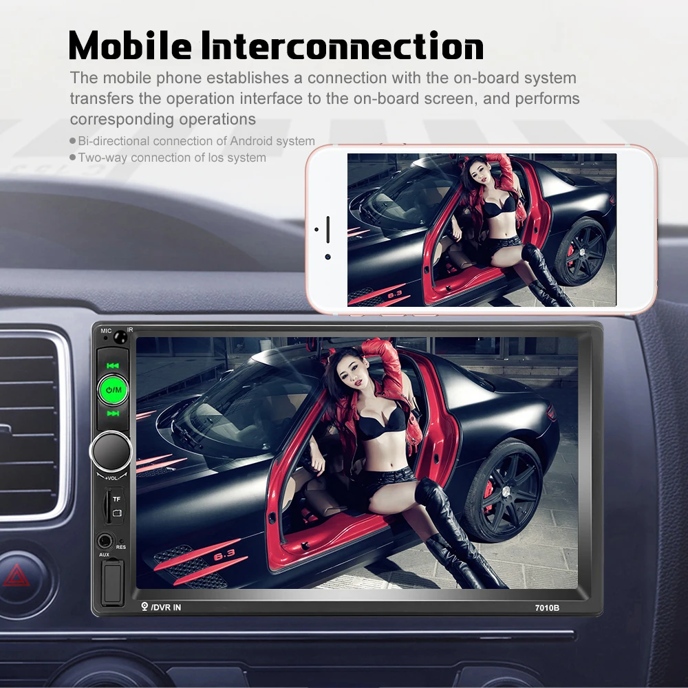 Podofo 2 Din 7 &quotHD Автомобильный мультимедийный плеер Android Авторадио Mirrorlink 7010B