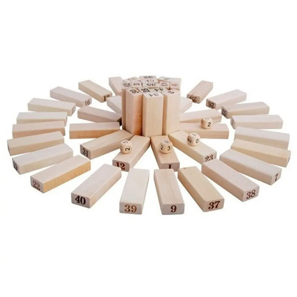 

54 Pieces Number Toppling Timbers Wooden Blocks Game Stacking Blocks Stacking Tower Fun Outdoor Lawn Yard Game Education Toy