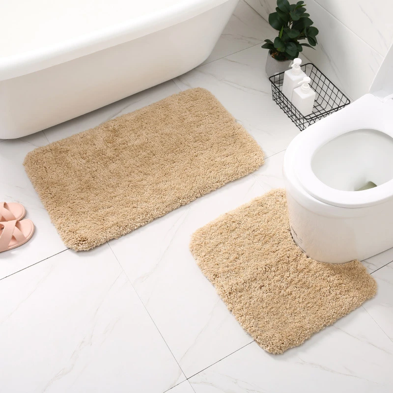 

Microfiber Bathroom Bath Mat Set U Shape And Rectangular Toilet Rugs Kit Anti-skid Machine Washable Floor Carpets In Bathroom