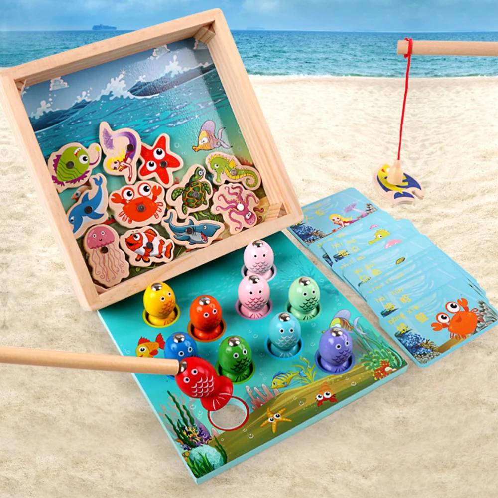 

1 Set Magnetic Fishing Game Children's Wooden Interactive Educational Playthings Early Education for Home Shop
