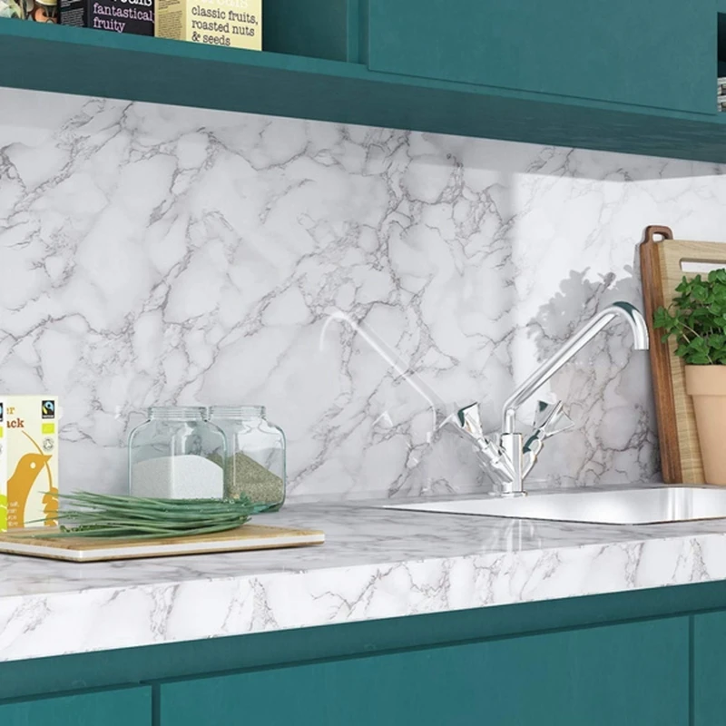 Marble Vinyl Film Self Adhesive Wallpaper Thick Water And Oil Proof Cabinet Table Marble Pattern Kitchen Oil-proof PVC Wallpaper