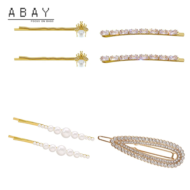 

Fashion Pearl Letter Hairpin Women New Retro Temperament Crystal Bee Elegant Exquisite Versatile Superior Quality Headdress Tide