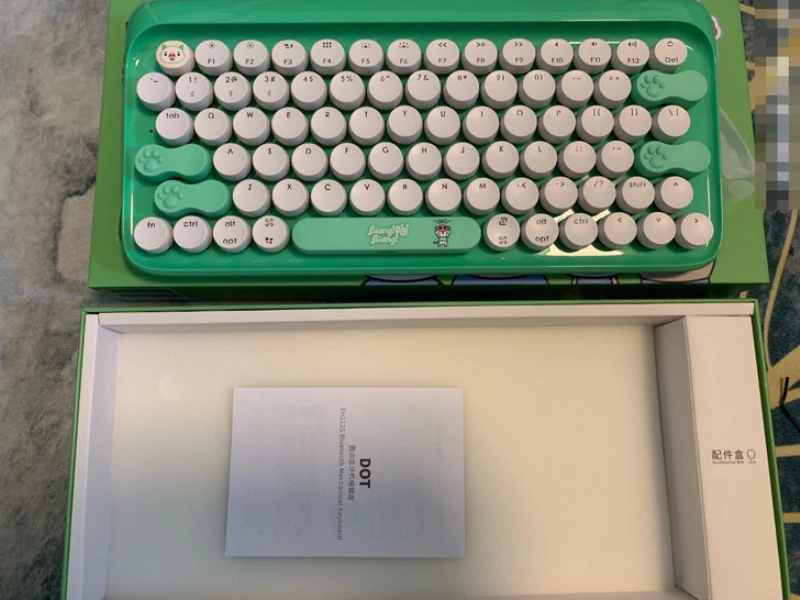 Lofree & FamilyMark Dot Wireless bluetooth keyboard  green cartoon cat claw LED backlight mechanical Office keyboard