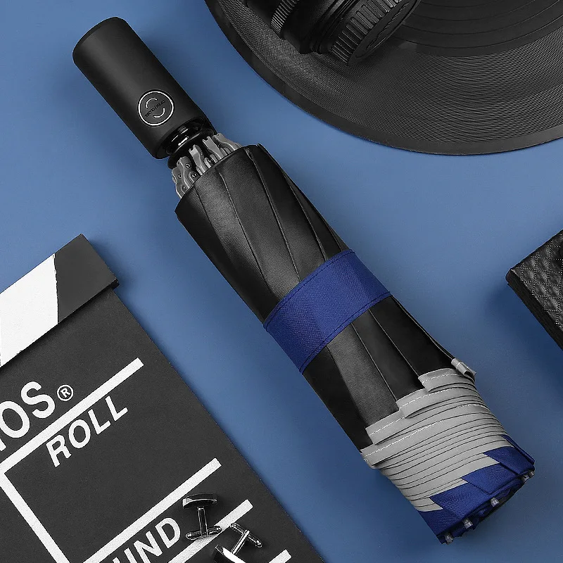 Miglior Ombrello Automatico Ombrello Da Lavoro Pieghevole Inverso Con Strisce Riflettenti Ombrelli Pioggia Per Uomo Donna Parasole Antivento Maschile