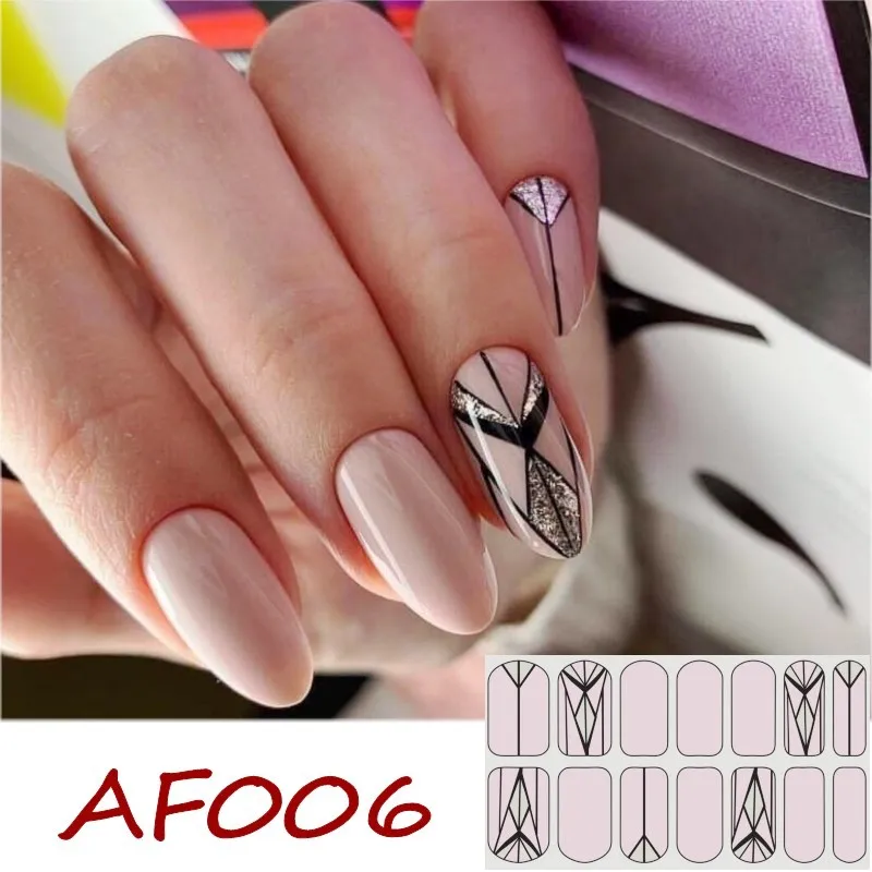 14 наконечников/лист обертки для дизайна ногтей полное покрытие клейкая наклейка