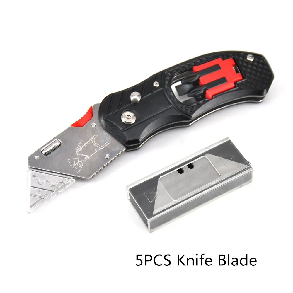 PK5785-5PCS-Blade 6 в 1 складной универсальный нож электрика резак кабеля режущий многофункциональный инструмент со вставными ножами карманные ножи для резьбы многофункциональная отвертка - Цвет: PK5785-5PCS-Blade
