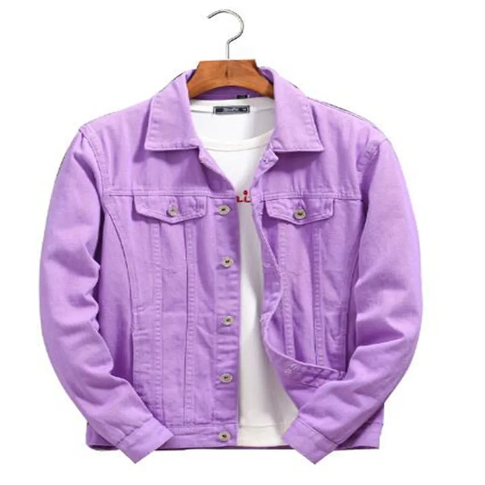 

New Trendy Men's Spring Autumn Orange Denim Jacket Casual Top Clothes Jeans