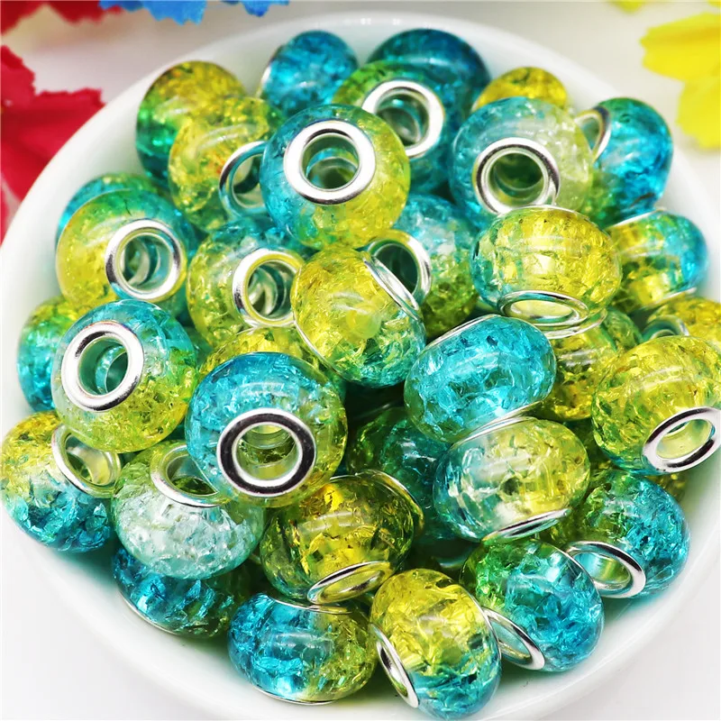 

10 Pcs Lots Wholesale Bulk Round Resin Spacer Beads Fit for European Pandora Bracelet Bangle Necklaces Women DIY Jewelry Making