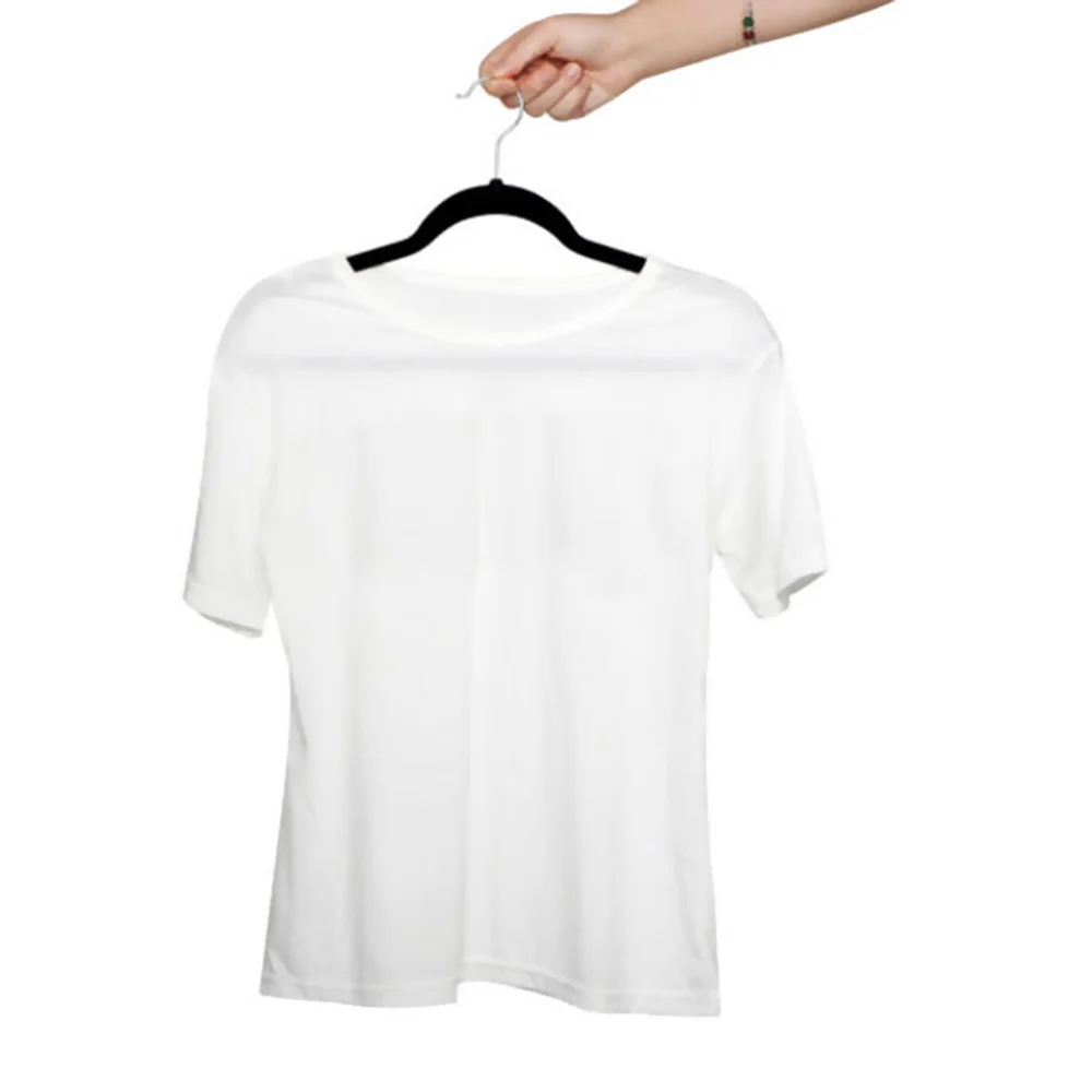 

20pcs Non-Slip Flocked Clothes Hangers Shirts Sweaters Dress Hanger Hook Drying Rack (Black)