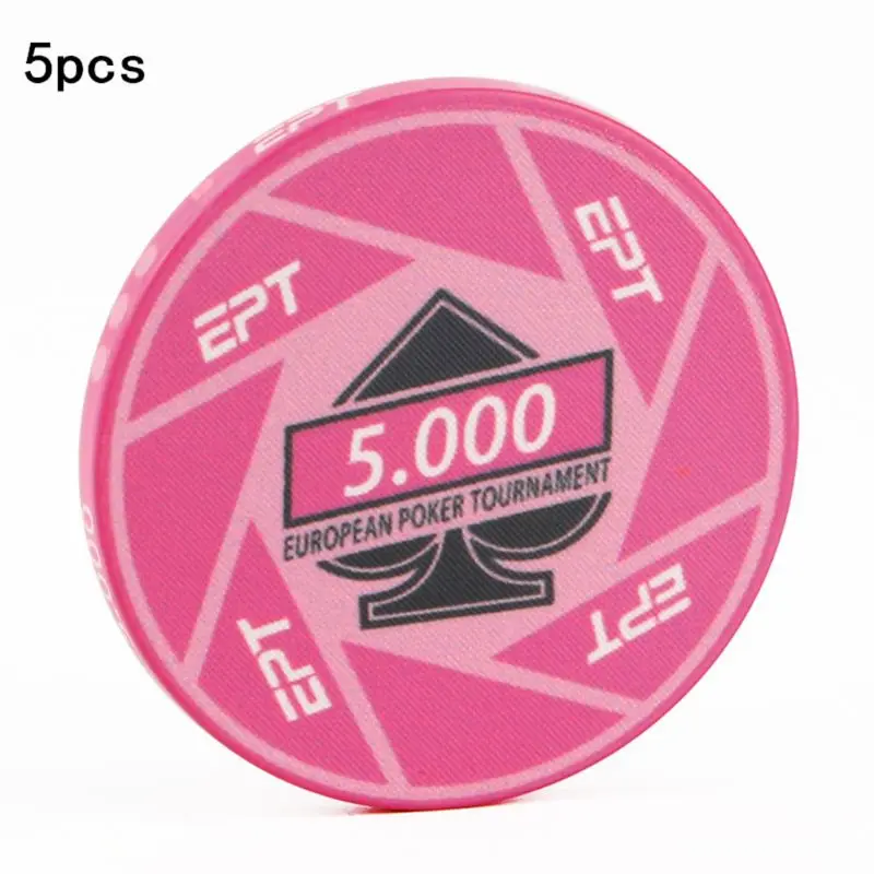 5000 Face value 5 шт. EPT керамические Техасские фишки для покера профессиональные казино Pokerstars круглые монеты 27RD - Цвет: 5000 Face value