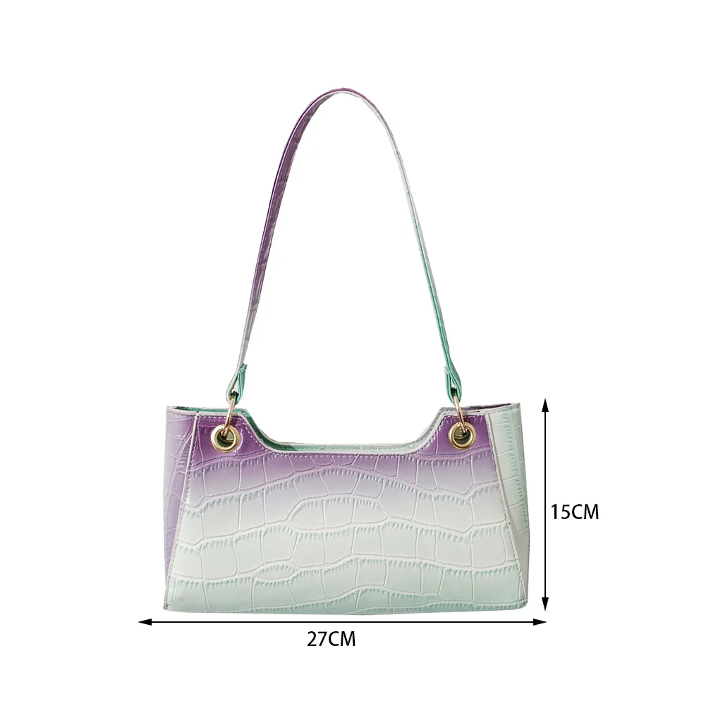 

Women Retro Alligator Pattern Underarm Shoulder Bags Fashion Gradient Color PU Leather Ladies Casual Zipper Shoulder Handbags