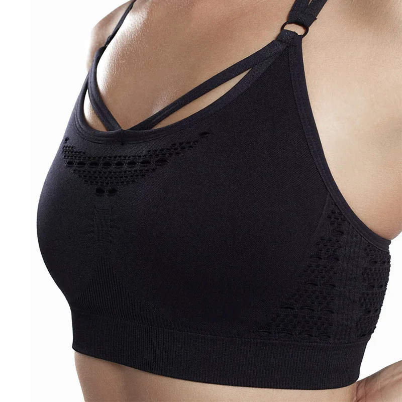 

IWUPARTY Seamless Bra Fitness Women Sport Top Workout Quick Drying Push Up Gym Bras Hlollow Out Underwear Running Sportswear