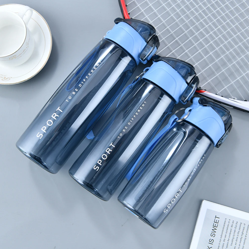 

600/750/800ml Outdoor Water Bottle with Rope Sports Bottles Eco-friendly with Lid Hiking Camping Plastic Portable Light Cup