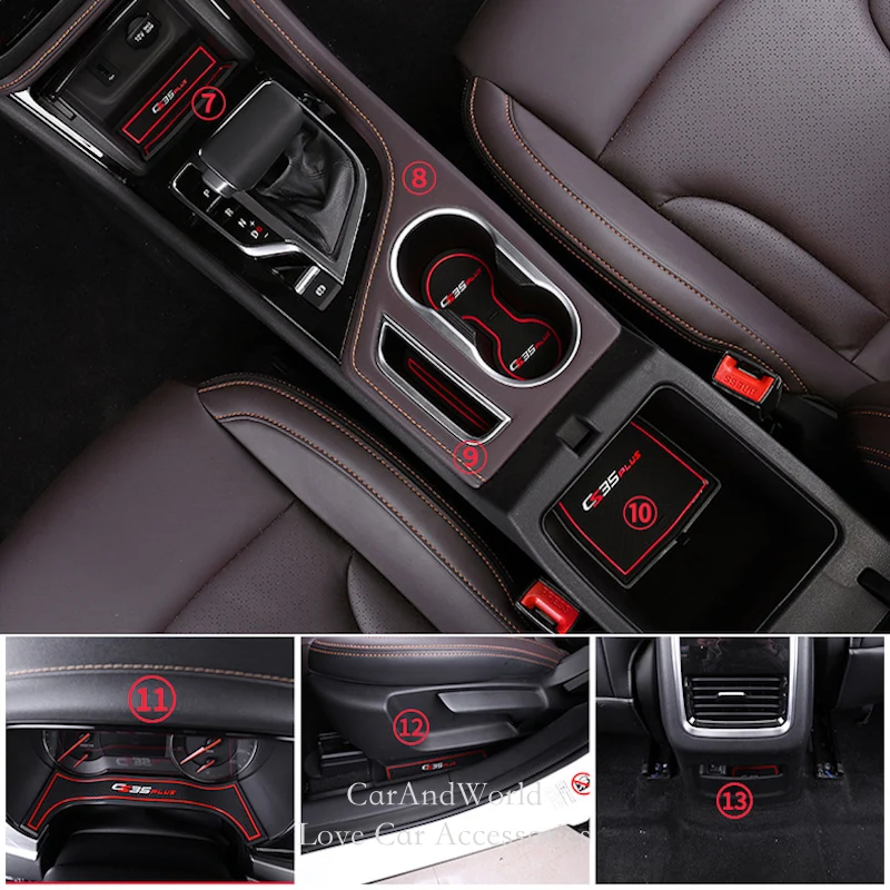 Фото Для Changan CS35 plus 2018 2019-2022 Нескользящие коврики для чашек, противоскользящие коврики для дверей, паза для ворот, наклейки, аксессуары для стайлинга автомобилей №2