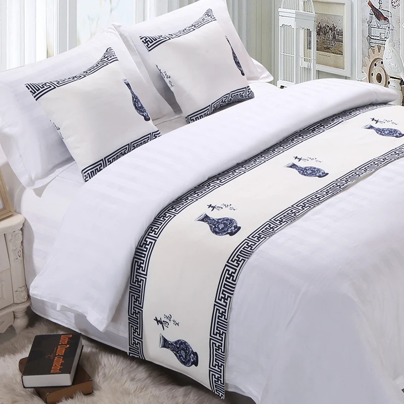

Покрывало для кровати в китайском стиле с сине-белым фарфоровым узором, чернильная роспись, покрывало для кровати, простота, Декор для дома, ...
