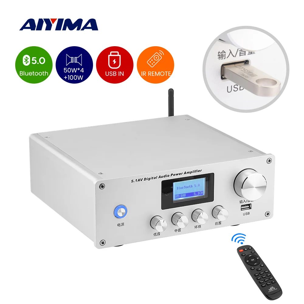 AIYIMA 5 1 цифровой усилитель звука 400 Вт сабвуфер HDMI 4K аудио декодер усилители HIFI без