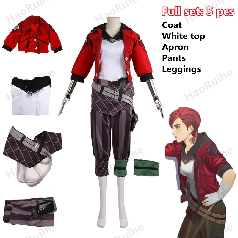 

Anime Games LoL Arcane Vi Cosplay Costume Wig Uniform Outfits Halloween Carnival Suit For Women And Man