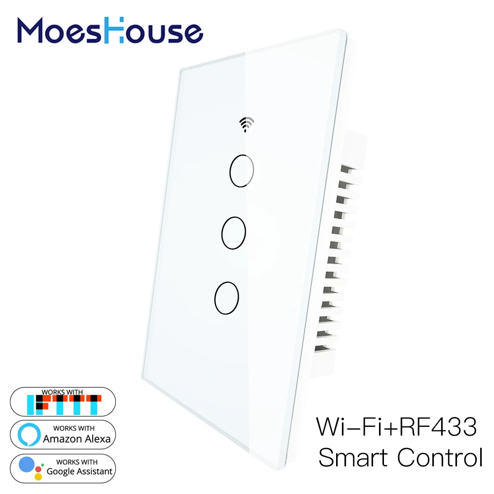 WiFi умный настенный светильник переключатель стеклянная панель RF433 беспроводной