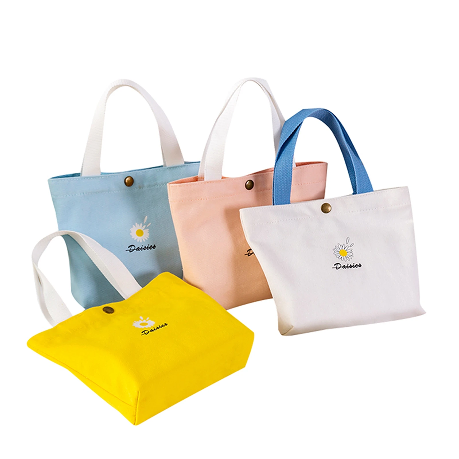

Women Canvas Tote Bags, Cute Daisy Print Handbags Lightweight Small Shopping Bags