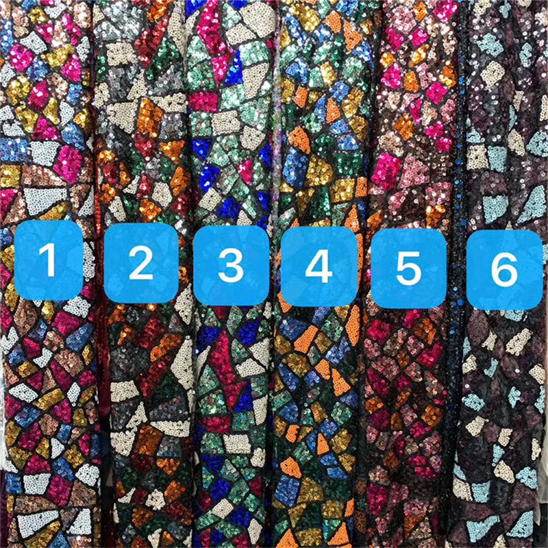Lace143 блестящая цветная сетчатая ткань с бусинами и блестками высококачественное