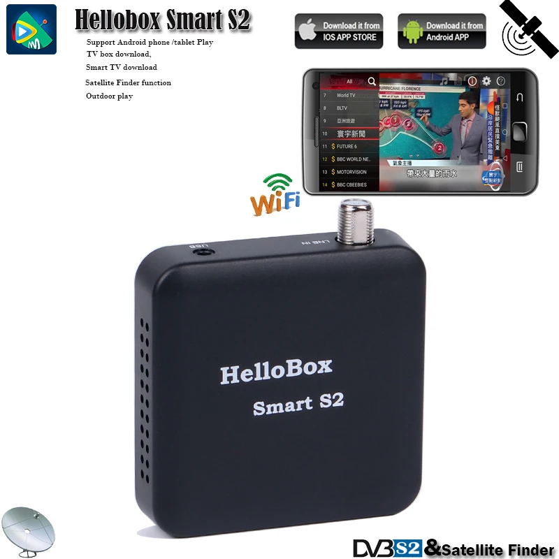 Hellobox Smart S2 Full HD спутниковый Finder тюнер TV Play на мобильный телефон/планшет DVB плеер