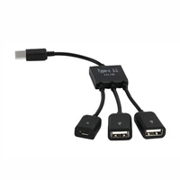 3 in 1 type c usb hub male to female double usb 2 0 host otg adapter cable for smartphone computer tablet 3 port