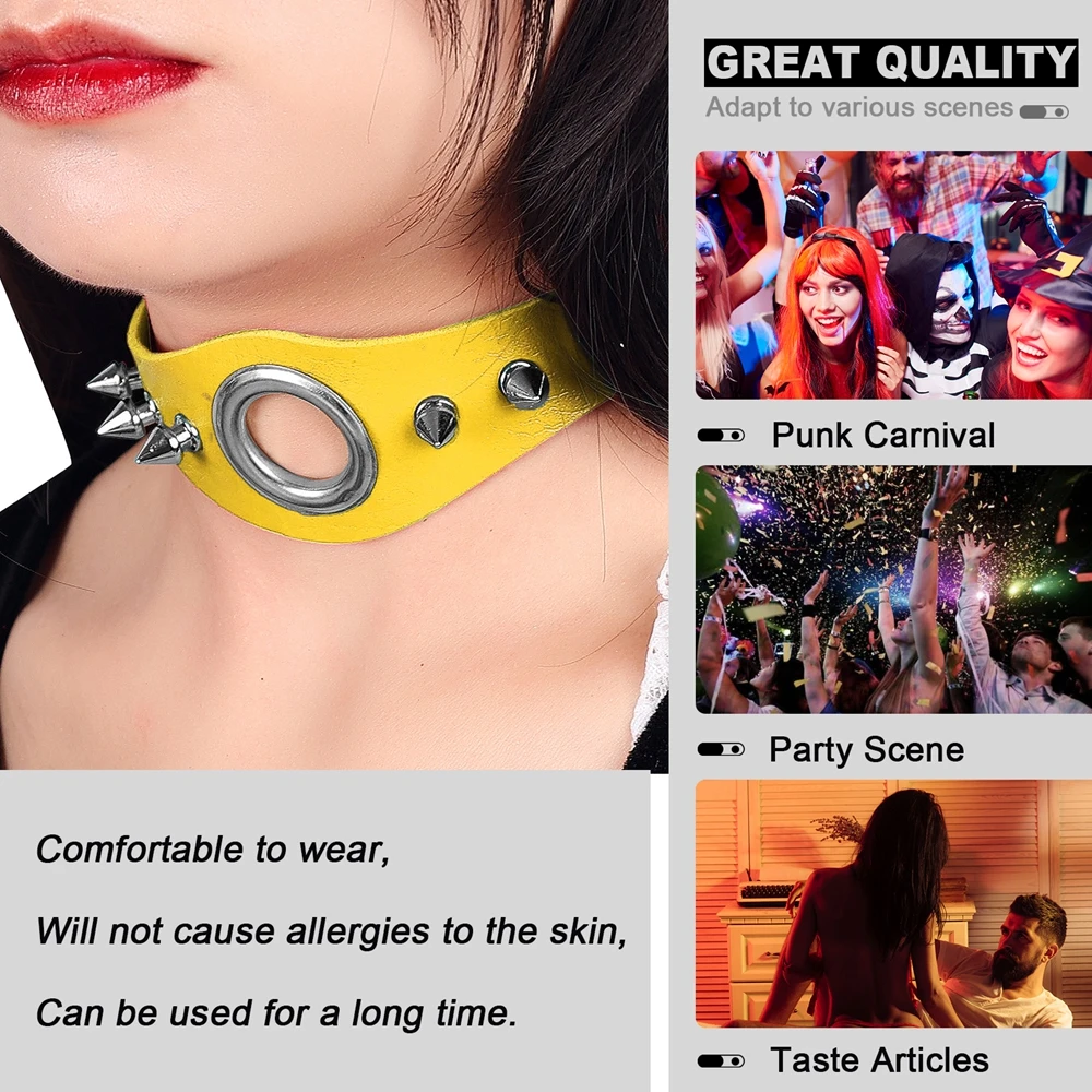 Ожерелье в стиле рок кожаный ошейник Модный женский колье Харадзюку сексуальные