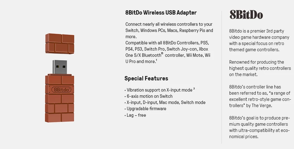 8bitdo Usb Wireless Bluetooth Adapter For Windows Mac Raspberry Pi Nintendo Switch Support Ps3ps5 Xbox One Controller For Switch Gamepads Aliexpress