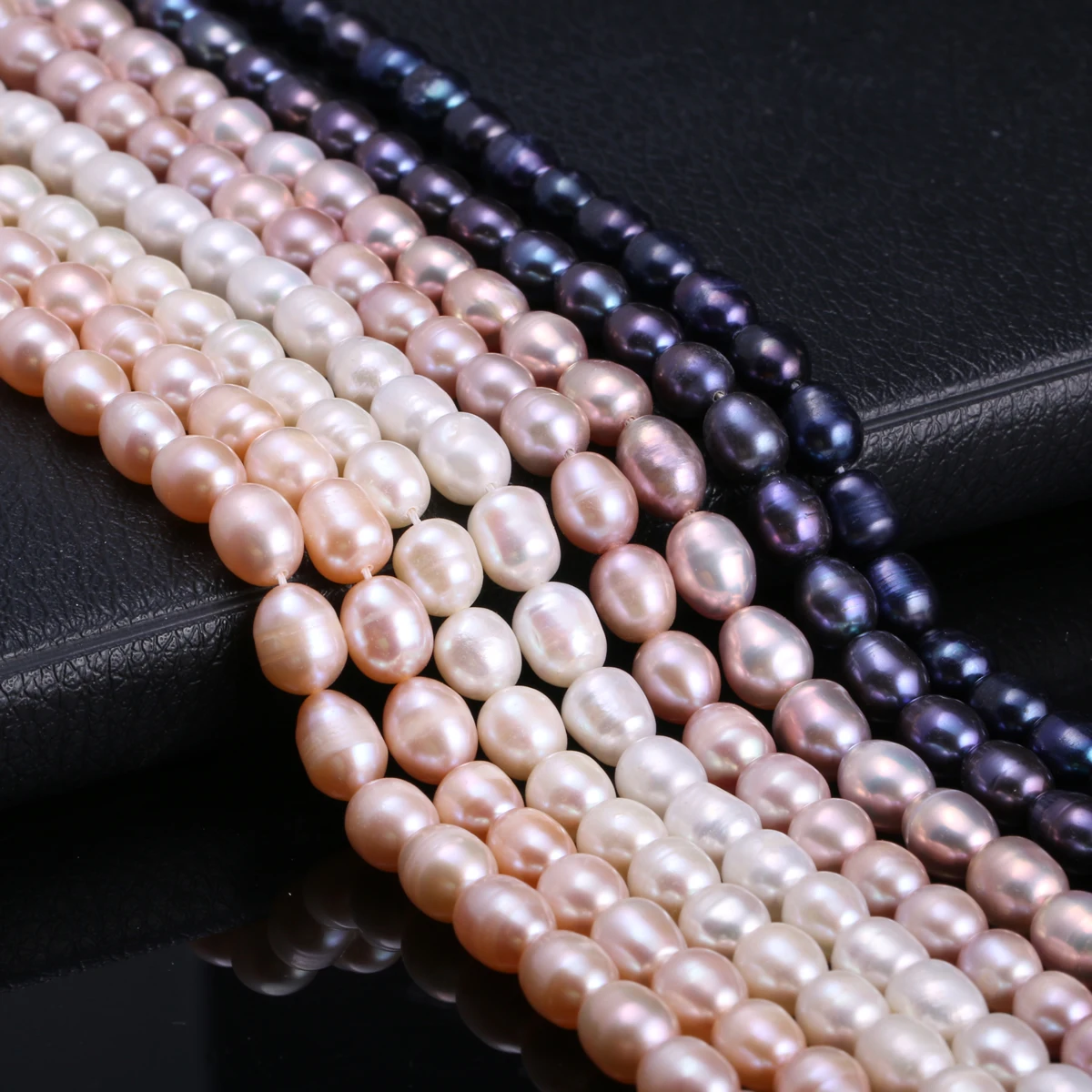 

7-8mm Natural Freshwater Cultured Pearls Beads Rice Shape 100% Real Pearls for Jewelry Making DIY Bracelet Necklace Strand 13''