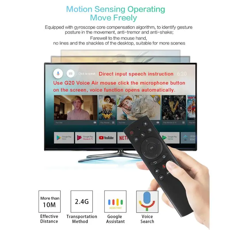 

G20S Gyro Smart Voice Remote Control IR Learning 2.4G Wireless Fly Air Mouse