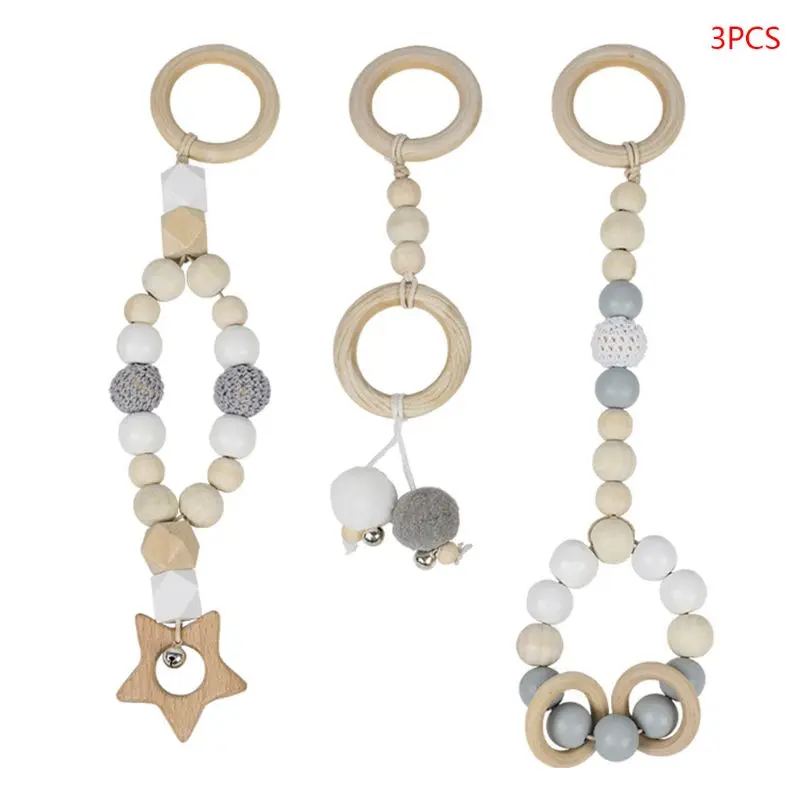 

3 шт./компл. детский Прорезыватель для зубов жевать деревянный цепь браслет новорожденного деревянная игрушка-погремушка BX0D