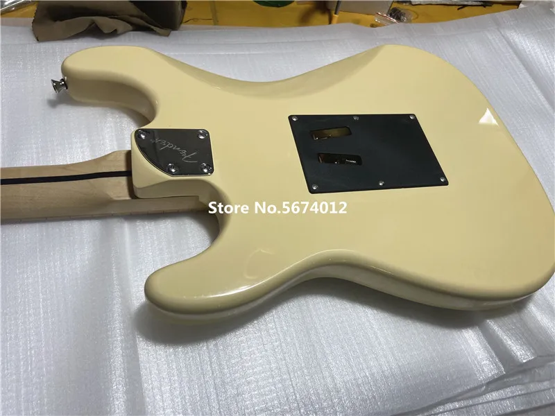 

High quality classic butter yellow double shake electric guitar fingerboard with five-pointed star inlay free of shipping