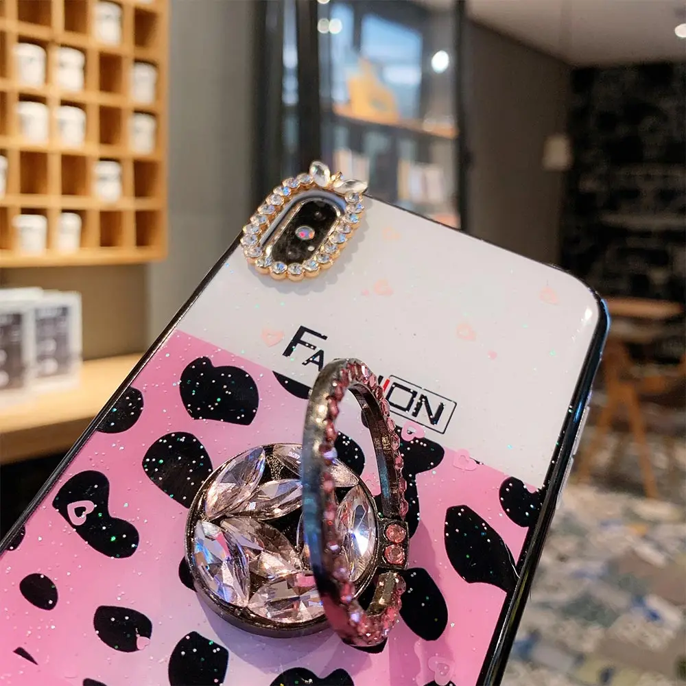 Чехол для телефона KISSCASE с леопардовым принтом iPhone XR X 7 8 Plus кольца-держатели