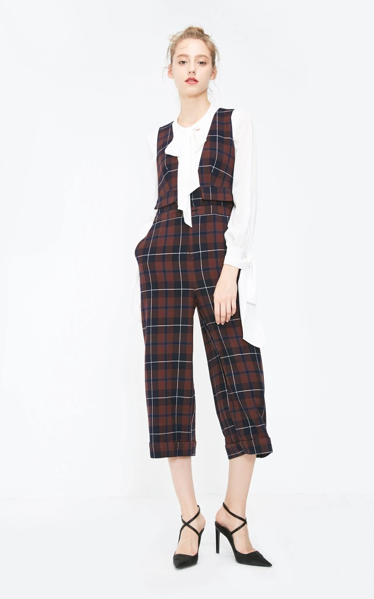 Vero Moda новое поступление OL Стиль Женский клетчатый комбинезон капри на пуговицах | 31849X504